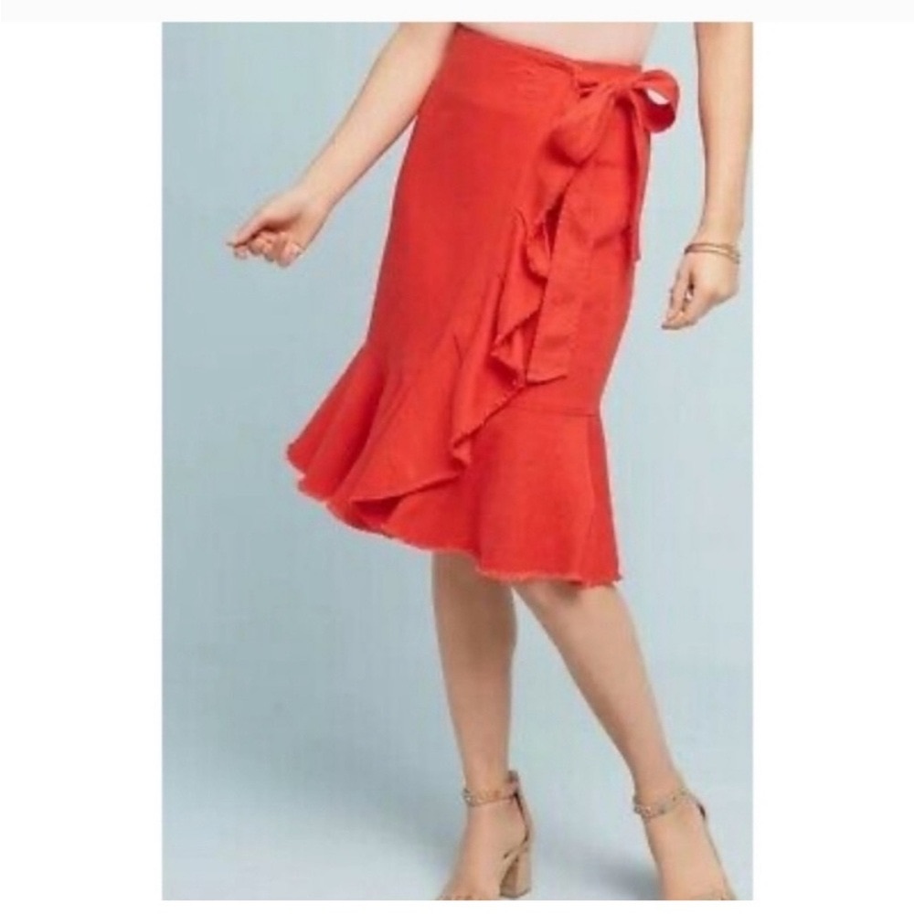 HOLDING HORSES Wrap Ruffle Red Skirt
